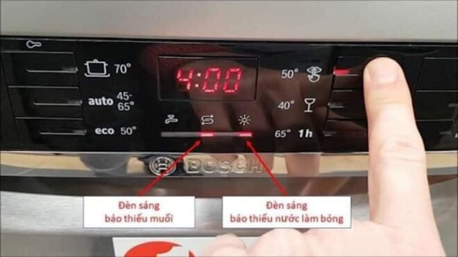 máy rửa bát bosch báo hết muối