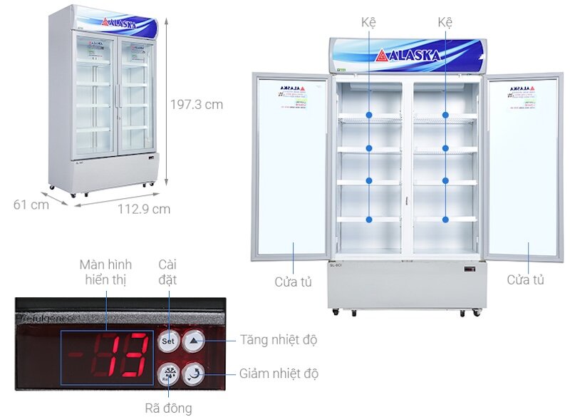 Tủ mát Alaska 2 cánh 800 lít SL-8CI lựa chọn lý tưởng cho quán ăn và siêu thị