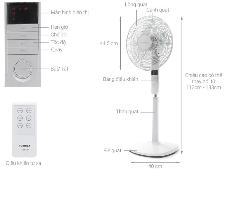 Quạt cây có điều khiển từ xa Toshiba F-LSA20(H)VN