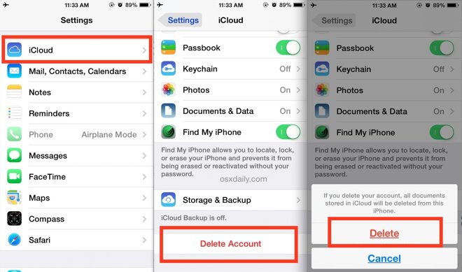 Cách xóa iCloud trên iPhone