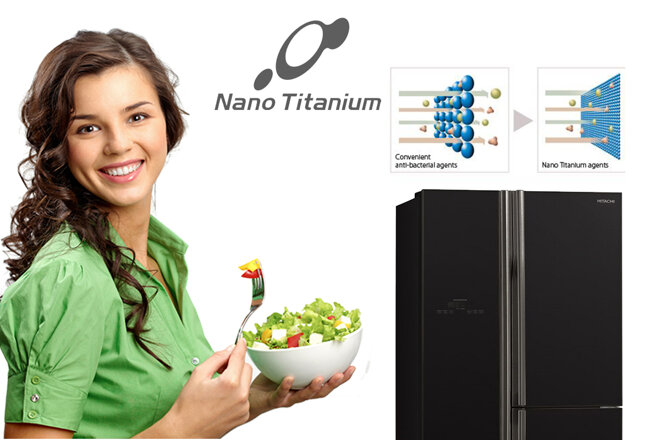 Tủ lạnh Hitachi có công nghệ kháng khẩn và khử mùi Nano Titanium