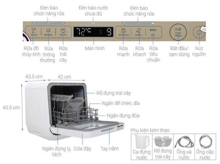 Máy rửa chén Toshiba DWS-22AVN