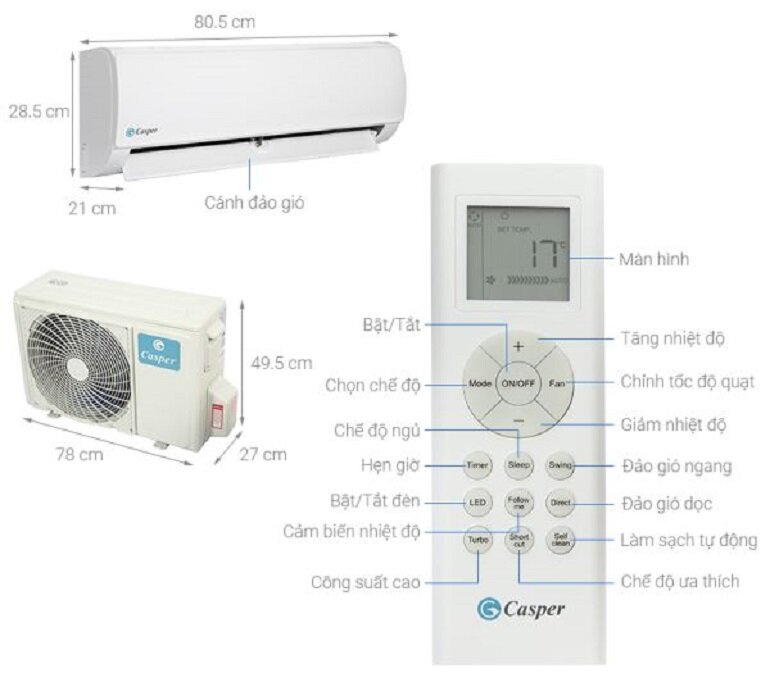 Hướng dẫn cách sử dụng điều khiển điều hòa 1 chiều Casper KC-09FC32 không phải ai cũng biết