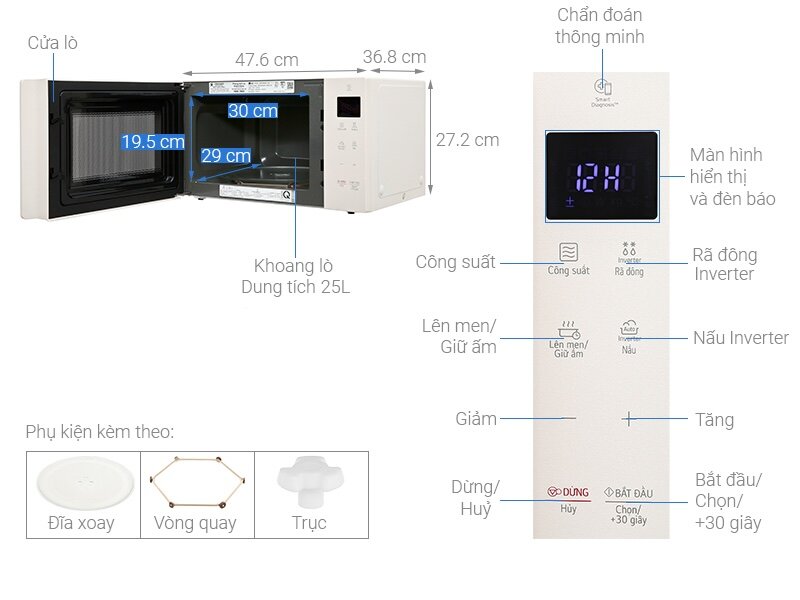 Lò vi sóng LG MS2535GIK 25 lít thiết kế hiện đại, hài hòa với mọi loại không gian bếp