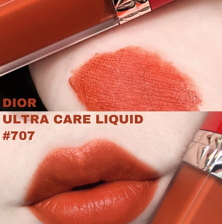 Son Kem Dior 707 Ultra Care Liquid Bliss Màu Cam Đất Hot Nhất