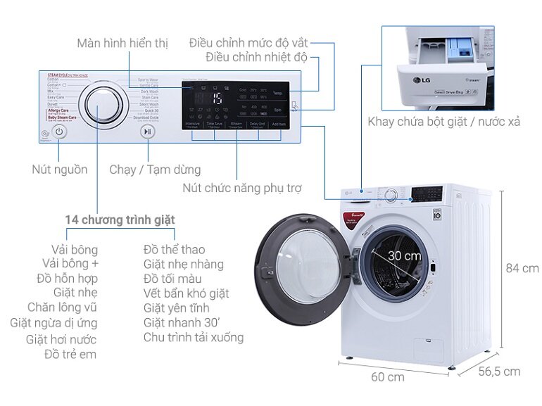 Máy giặt LG Inverter 8kg FC1408S4W2