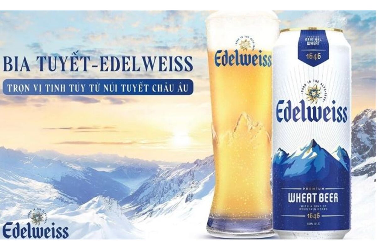 Discover Edelweiss snow beer imported from Austria, a meaningful gift for loved ones during Tet 2025