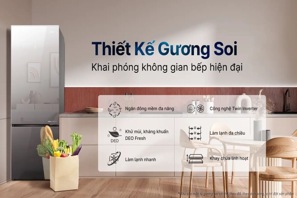 Khám phá chi tiết về tủ lạnh Aqua Inverter 324 lít AQR-B380MA(GM)