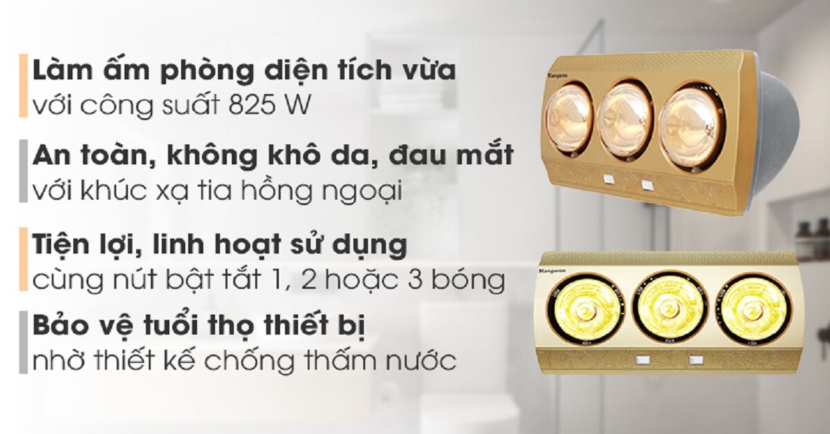 Khám phá đèn sưởi nhà tắm Kangaroo KG3BH01 825W