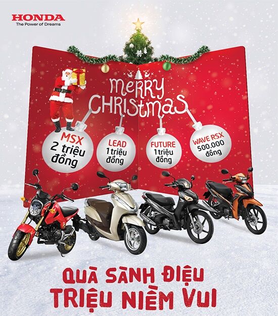 Khuyến mãi nhân dịp giáng sinh khi mua xe máy Honda