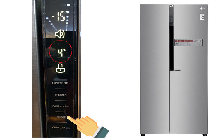 Cách điều chỉnh nhiệt độ ở ngăn lạnh của tủ lạnh LG Inverter 613 lít GR-B247JDS