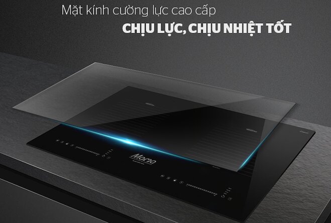 Mặt kính cường lực cao cấp, chịu lực chịu nhiệt tốt.