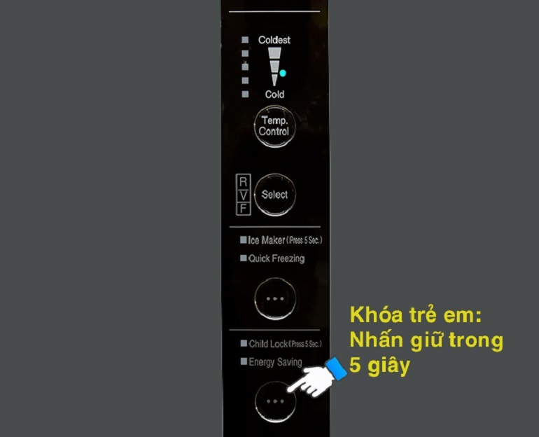 Hướng dẫn bật/tắt chế độ khóa trẻ em trên tủ lạnh Hitachi R-SG38FPGV màu GS, GBK, GBW