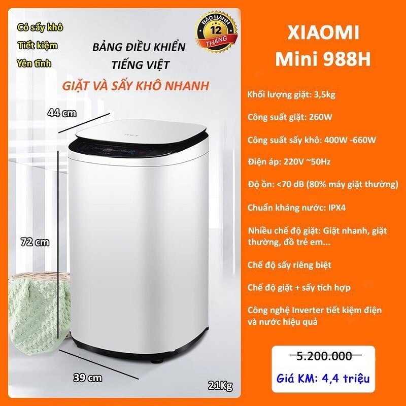 TOP 9 máy giặt mini Xiaomi giá rẻ, có kèm cả tính năng sấy rất đáng mua năm 2025