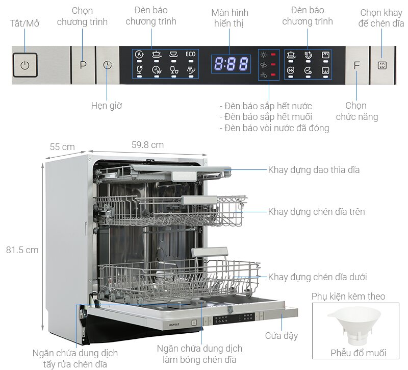 Bếp sạch bóng loáng, rảnh tay thảnh thơi với máy rửa bát Hafele HDW-FI60AB 538.21.330