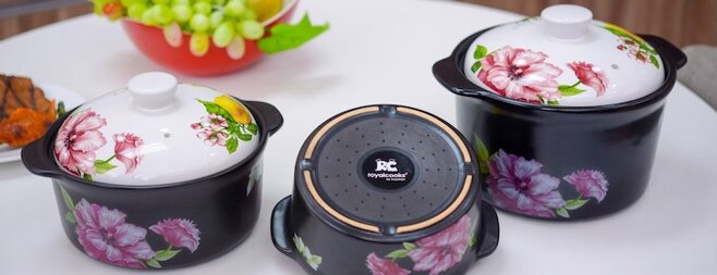 Nồi đất Royalcooks có mẫu mã đẹp, tráng men cao cấp mang đến những món ăn ngon và thẩm mỹ cao