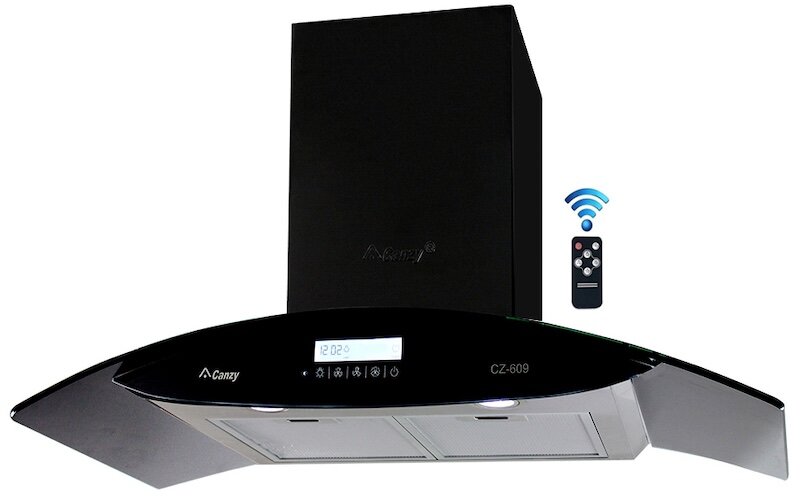 Máy hút mùi kính cong Canzy CZ-609 sở hữu lực hút lên tới 1400 m³/h