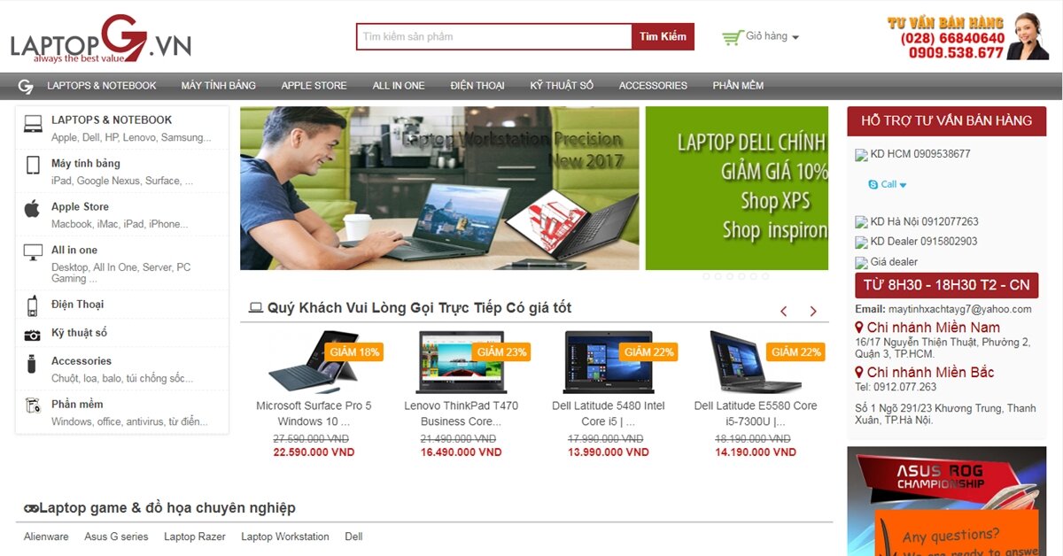 LAPTOPG7 – Địa chỉ bán lẻ máy tính, laptop, điện thoại, máy tính bảng, linh kiện, thiết bị điện tử hàng đầu Việt Nam