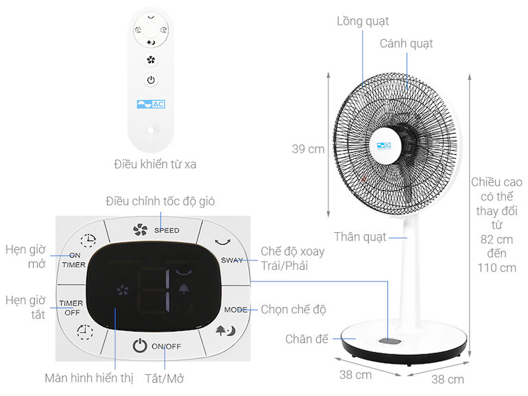 Quạt lửng AC động cơ DC Inverter 25W ALF01D147 với 8 mức gió và 3 chế độ gió để tùy chọn theo nhu cầu sử dụng của gia đình.