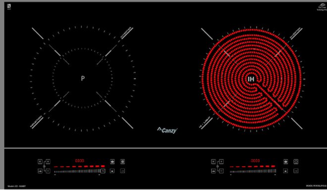 Bếp từ hồng ngoại âm 2 vùng nấu Canzy CZ-928DT