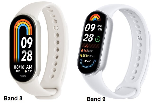 So sánh vòng đeo tay thông minh Xiaomi Smart Band 9 và Band 8