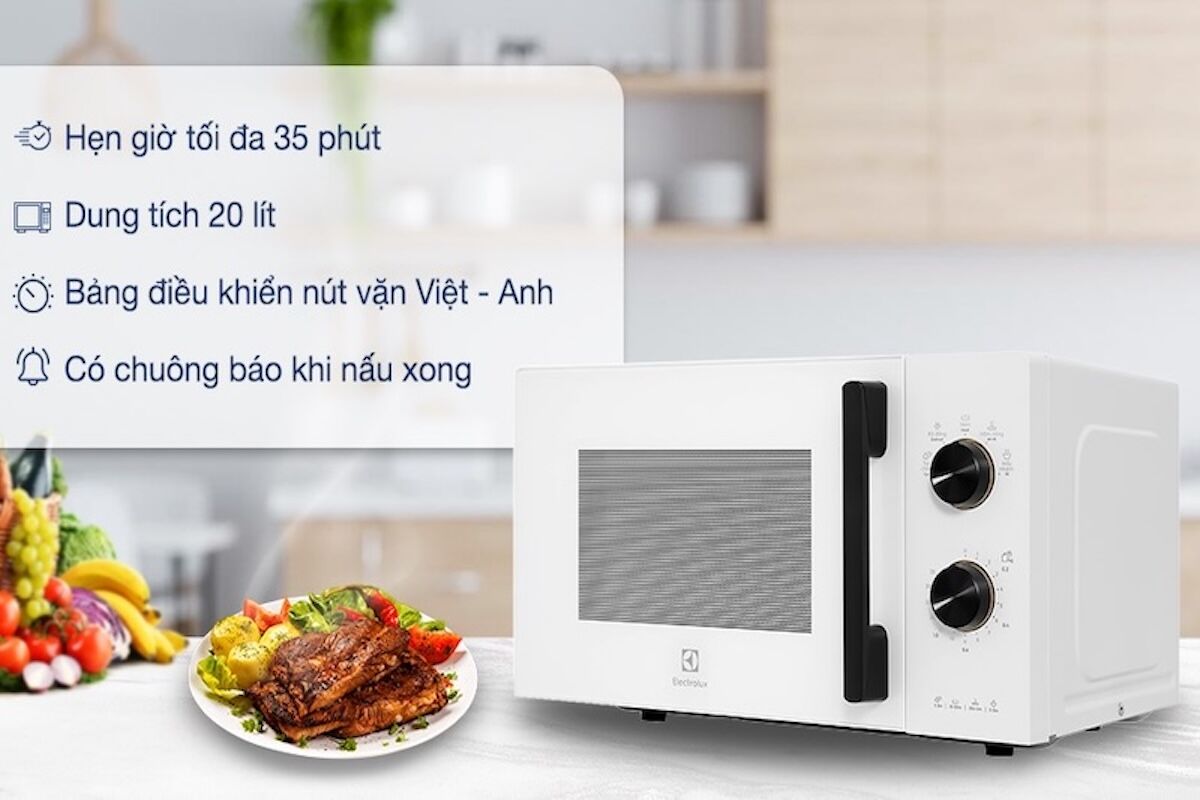 Lò vi sóng Electrolux EMM20K22W đồng hành cùng bữa ăn nhanh gọn