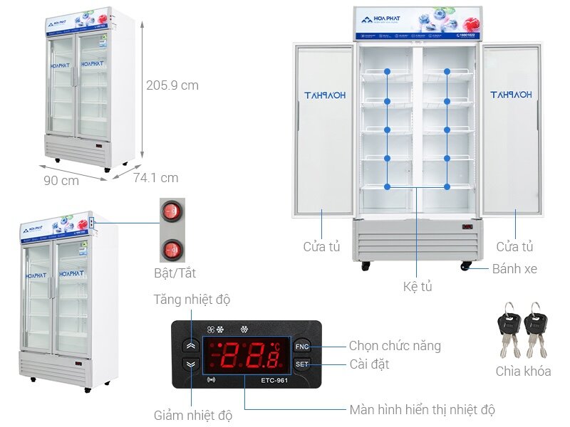 Nâng tầm không gian với tủ mát Hòa Phát 2 cánh 723 lít HSR D6723