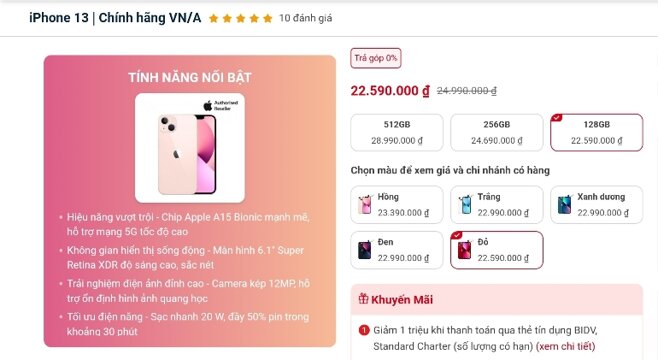 Giá iphone 13 giảm giá cực sâu