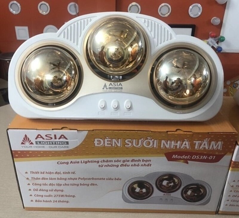 Đèn sưởi nhà tắm lắp nổi 3 bóng Asia DS3N-01