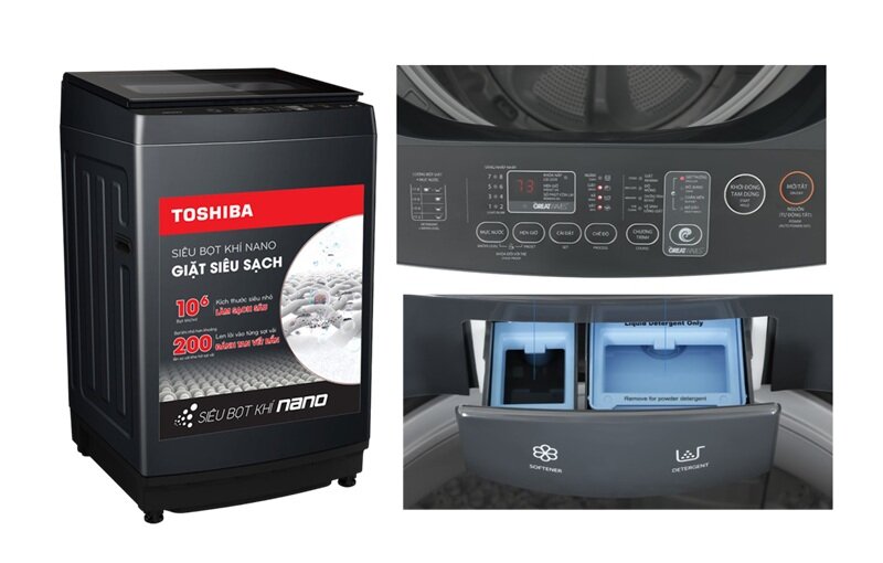Máy giặt Toshiba 12kg AW-DUK1300KV (MK) siêu tiết kiệm điện, giá chỉ 5,5 triệu đồng