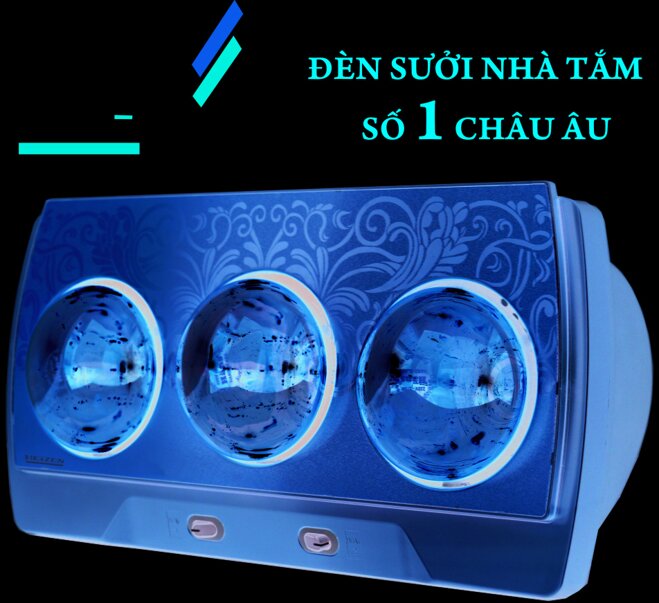 Đèn sưởi nhà tắm 3 bóng vàng Heizen HE-3BR với thiết kế bên ngoài sang trọng