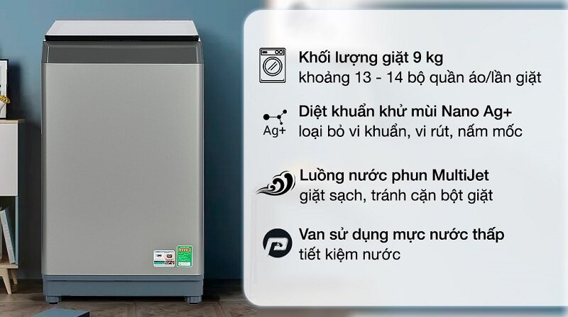 Loạt máy giặt Aqua cửa trên 9kg đời cũ nhưng vẫn 