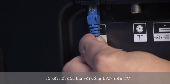 Gắn cáp vào cổng Lan