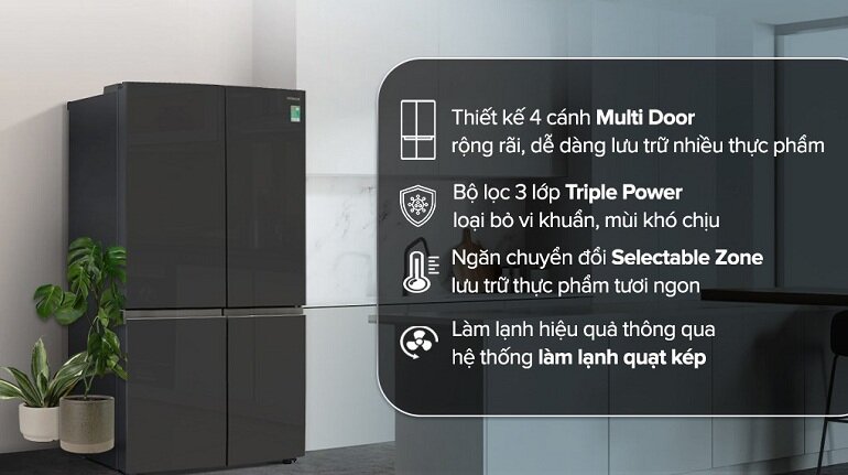Tủ lạnh Hitachi 4 cánh có ngăn đông mềm R-WB640PGV1 (GCK) ứng dụng nhiều công nghệ vượt trội
