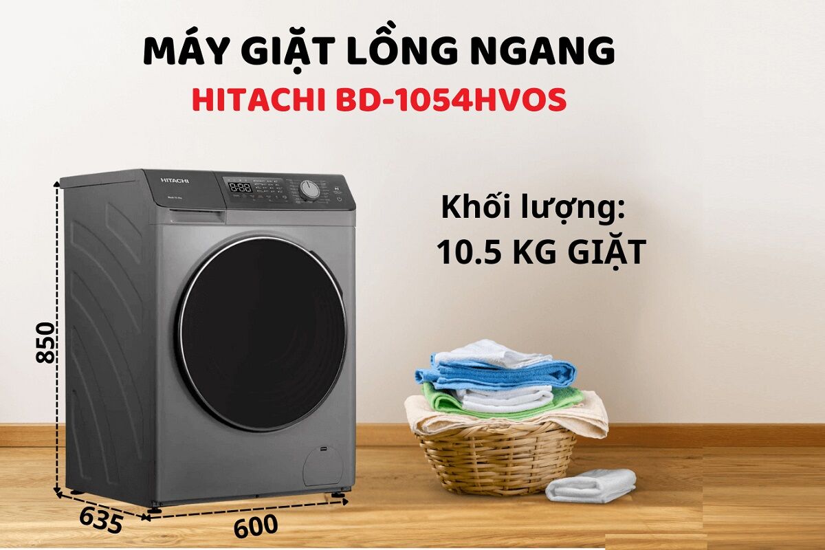 Máy giặt Hitachi Inverter 10.5 Kg BD-1054HVOS: Giặt sạch tối ưu và "siêu" tiết kiệm điện