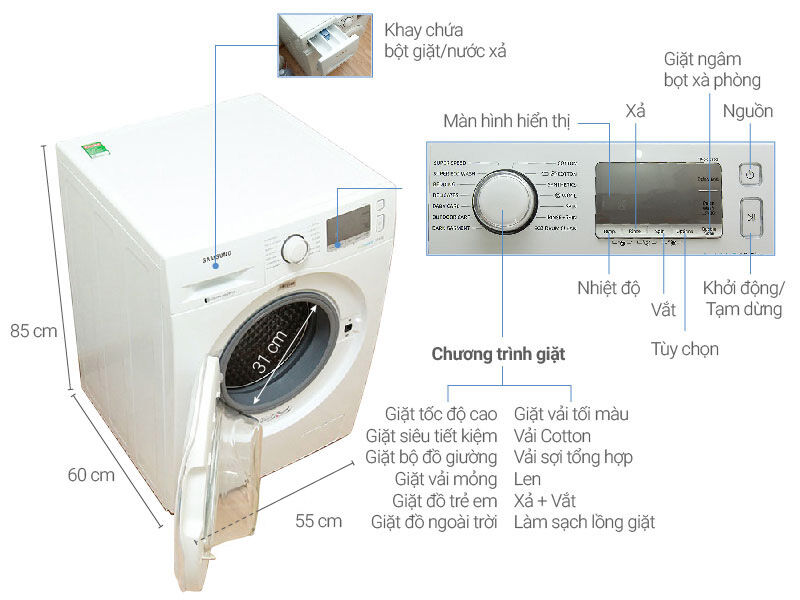 Máy giặt Samsung lồng ngang 10kg giá bao nhiêu tiền?