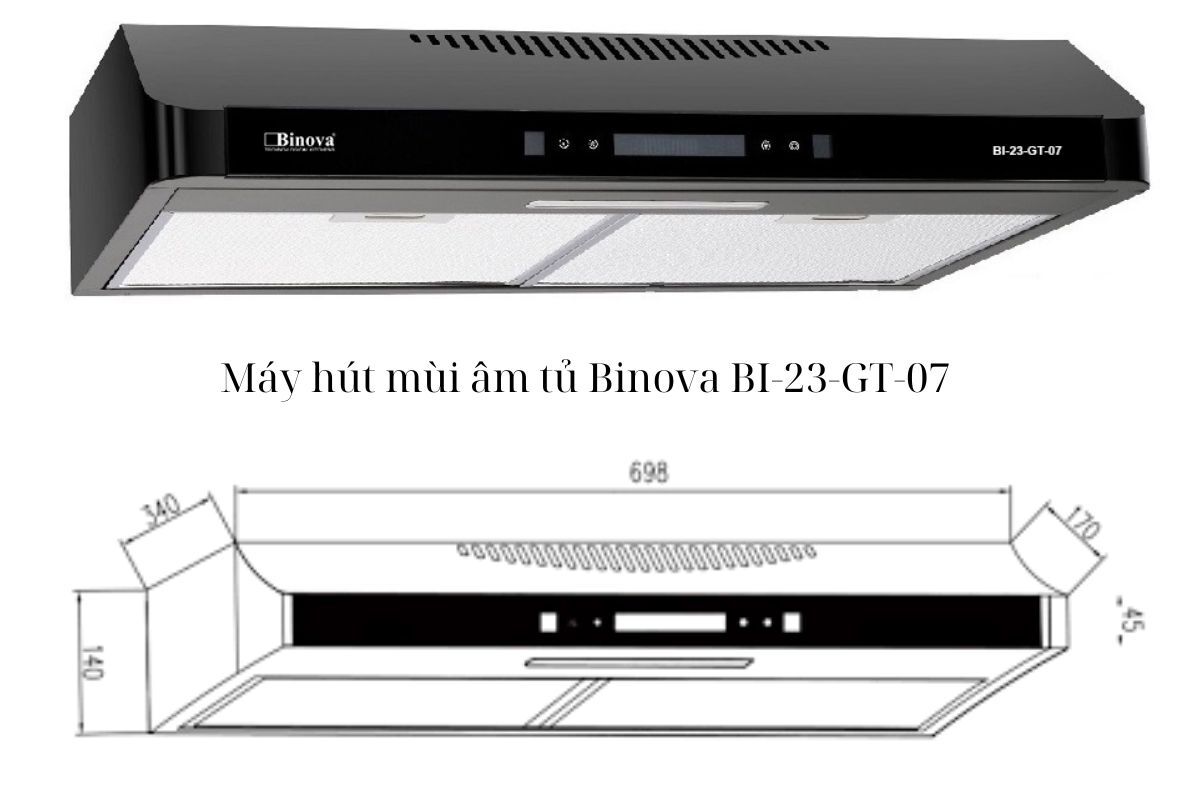 Máy hút mùi áp tường Binova BI-23-GT-07 lựa chọn hoàn hảo cho căn bếp Việt