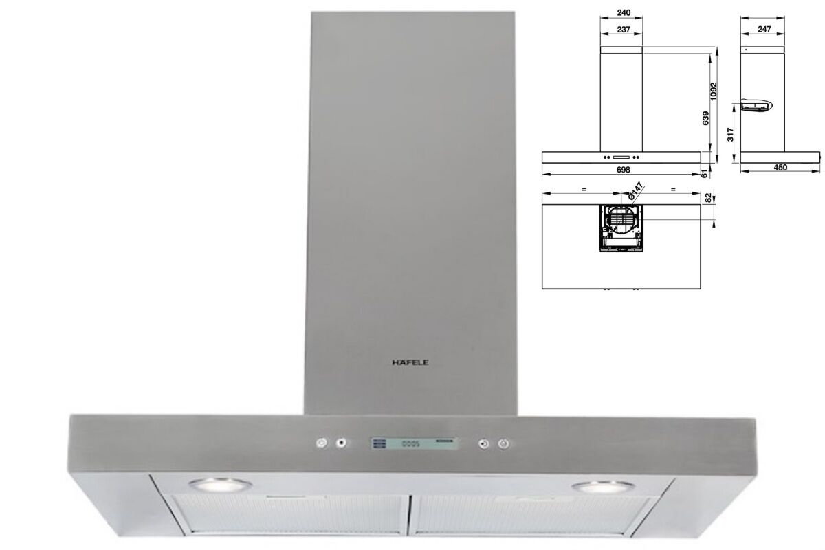 Máy hút mùi Hafele HH-WI70C thiết kế sang trọng, công suất mạnh mẽ