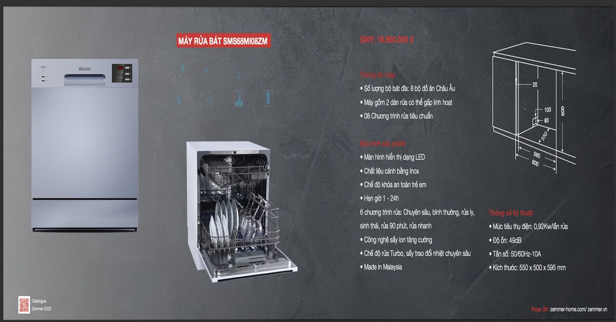 Máy rửa bát Zemmer có tốt không? Giá máy rửa bát Zemmer bao nhiêu?