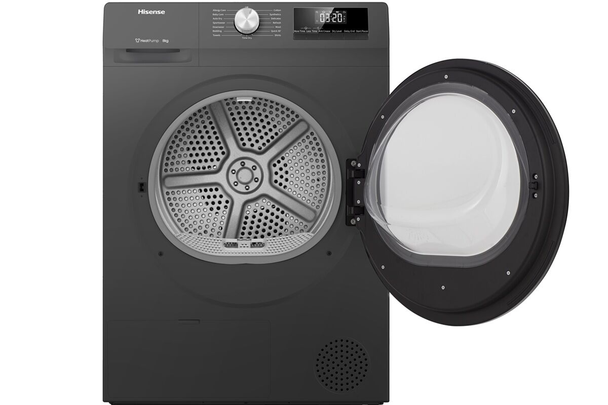 Máy sấy bơm nhiệt 8kg Hisense DH80N1T giá "hạt dẻ", công nghệ hiện đại và rất tiết kiệm điện