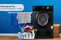 Máy sấy thông hơi Aqua 9 kg AQH-V901K PS cải tiến với tính năng mới
