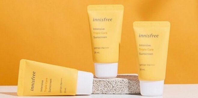 Kem chống nắng Innisfree vàng được thiết kế vô cùng nhỏ gọn và bắt mắt