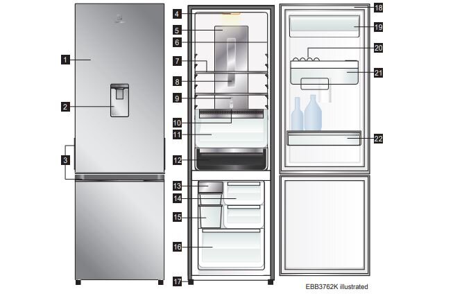 Tổng quan tủ lạnh Electrolux EBB3762K-H