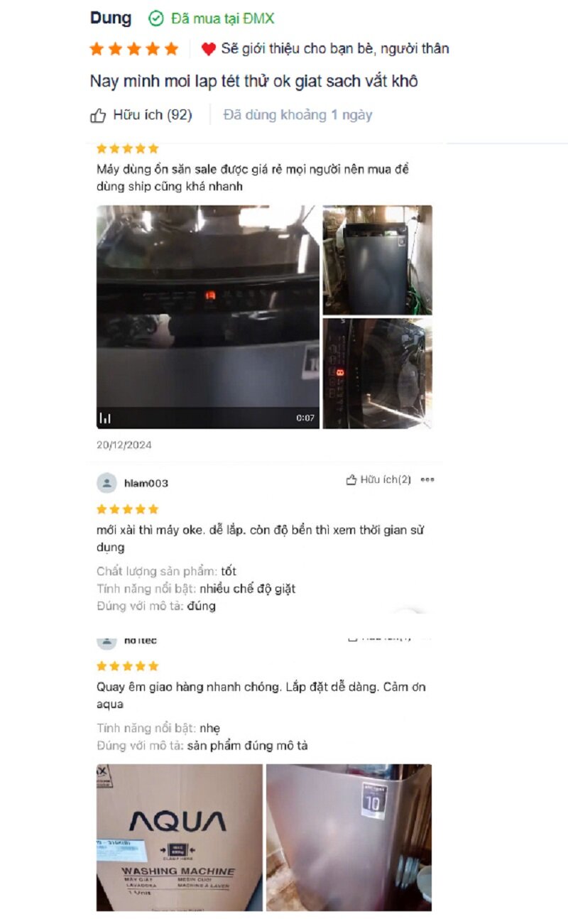 Đánh giá máy giặt Aqua 8kg AWM8-316K(B) chỉ 3 triệu đồng năm 2025