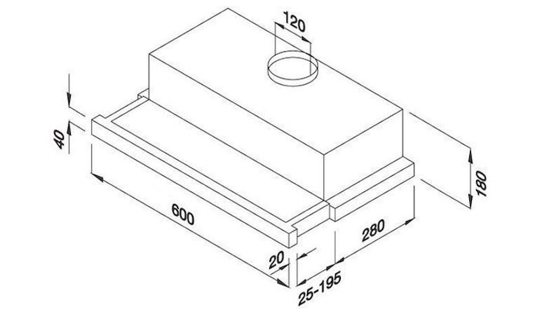 Kích thước lắp đặt máy hút mùi Malloca K1506