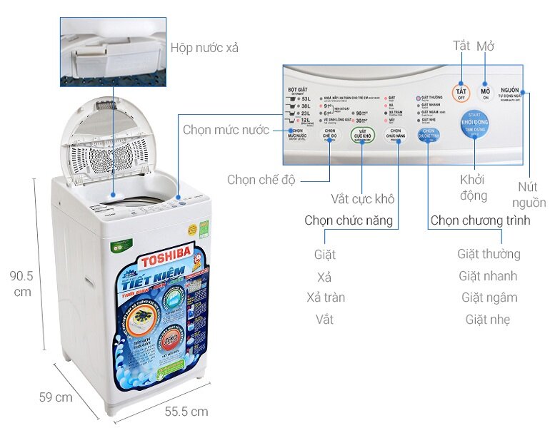 Máy giặt Toshiba 7kg AW-A800SV (WG)