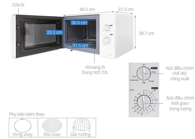 Panasonic NN-GM34JMYUE được cài đặt tính năng hẹn giờ tiện ích