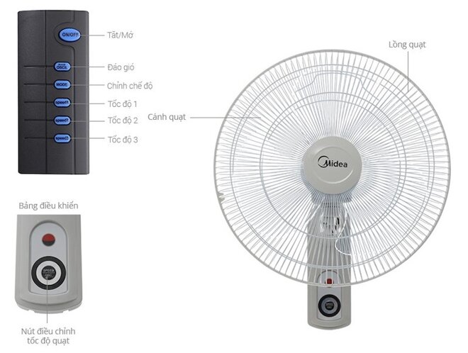 Quạt treo tường Midea FW40-15VFR là dòng quạt treo tường với mẫu mã gọn đẹp.