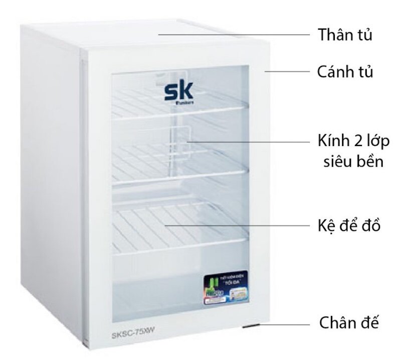 Tủ mát Sumikura 1 cánh 75 lít SKSC-75XW phù hợp cho không gian hẹp