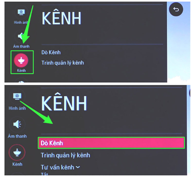 Đến phần dò kênh trên smart tivi LG